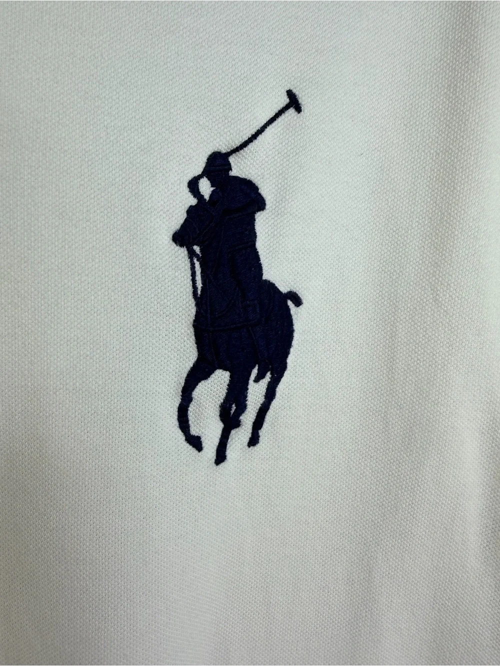 Polo Ralph Lauren Custom Fit Big Pony Polo Shirt Mens L White Navy Red Striped